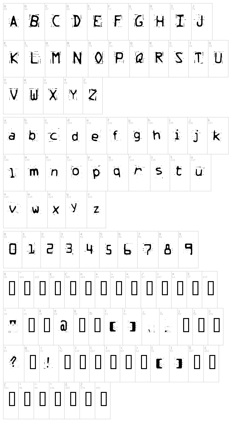 Trash font map