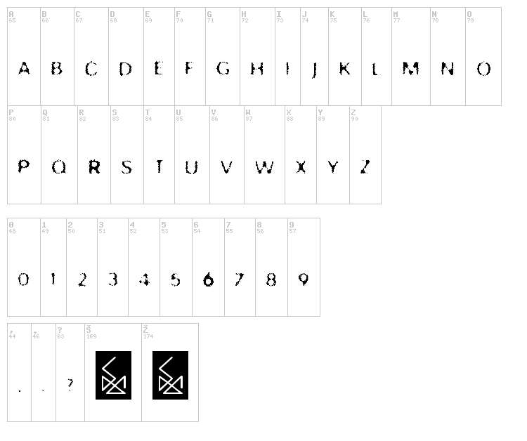 Trash font map
