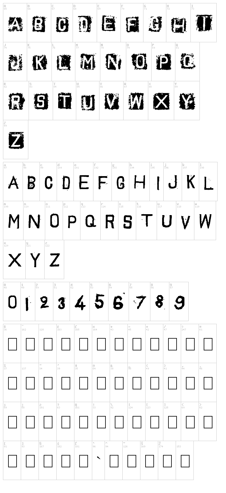 Trash Toys 02 font map