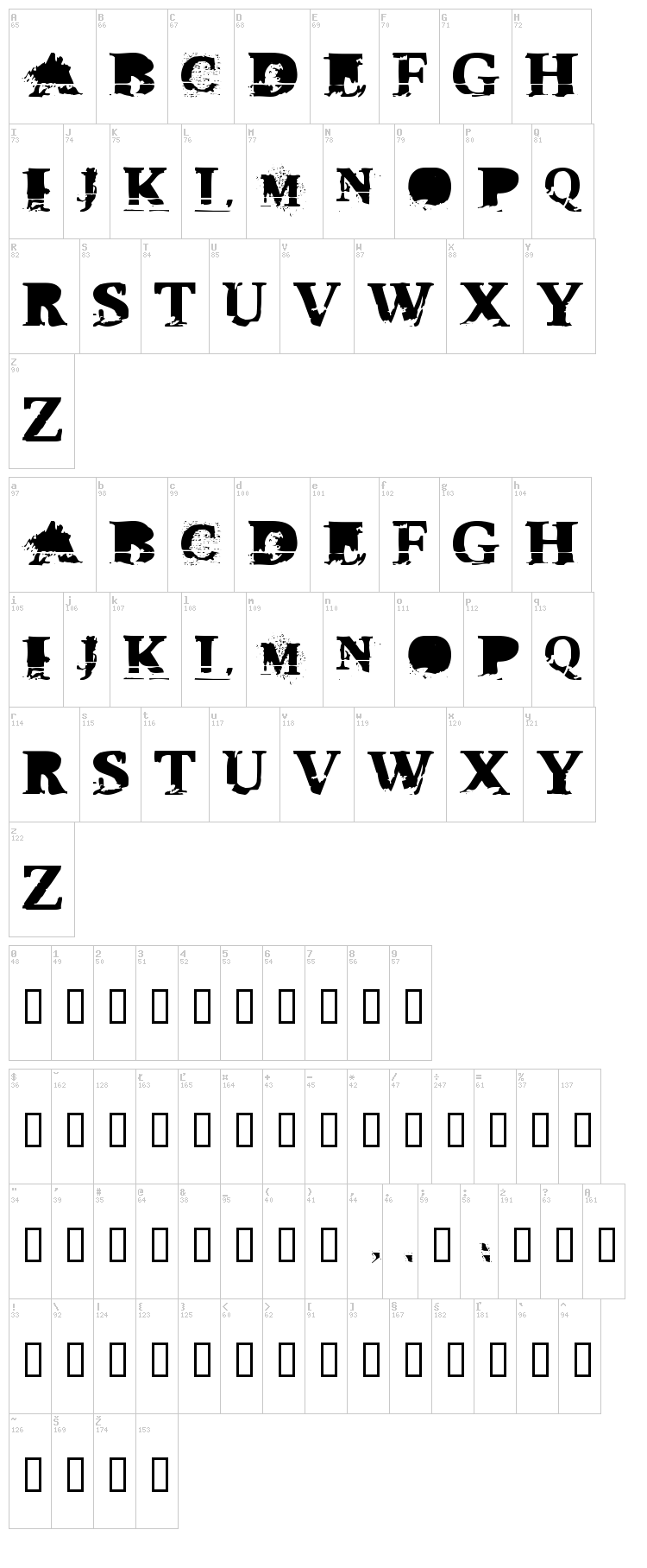 Triple XXX font map