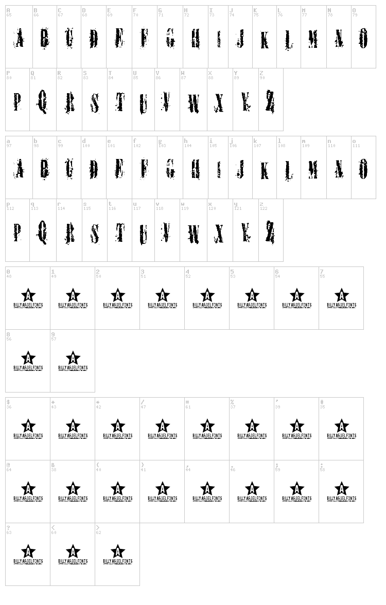 Triumph Rewind font map
