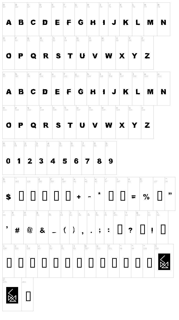 Truck Driver font map