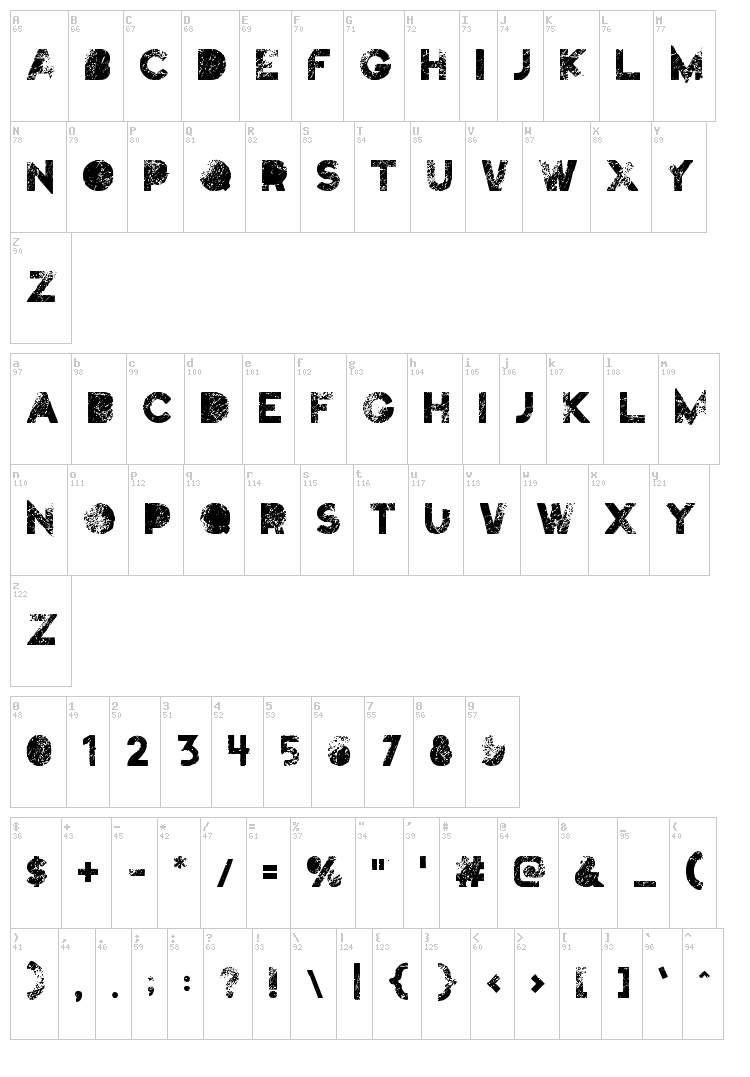 Truskey font map