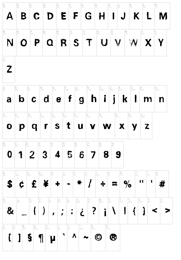 Unisketch font map