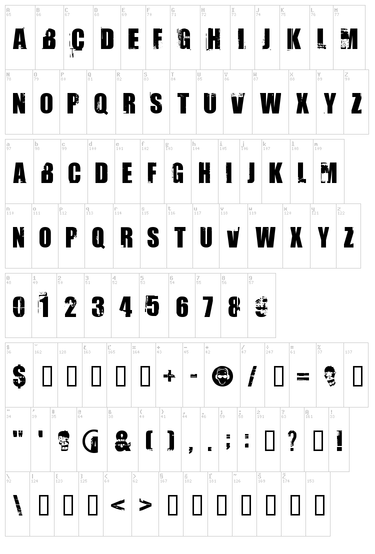Uptown font map