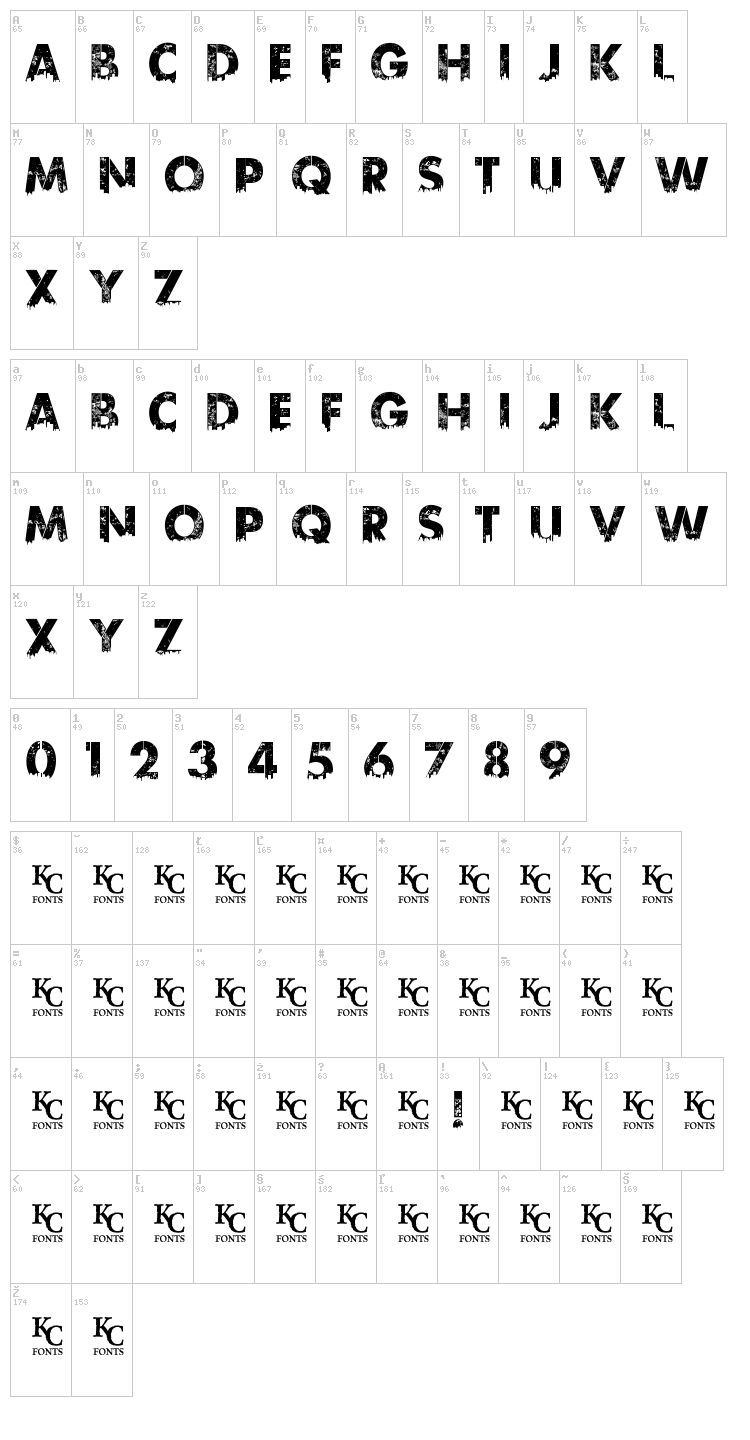 Urban Jungle font map