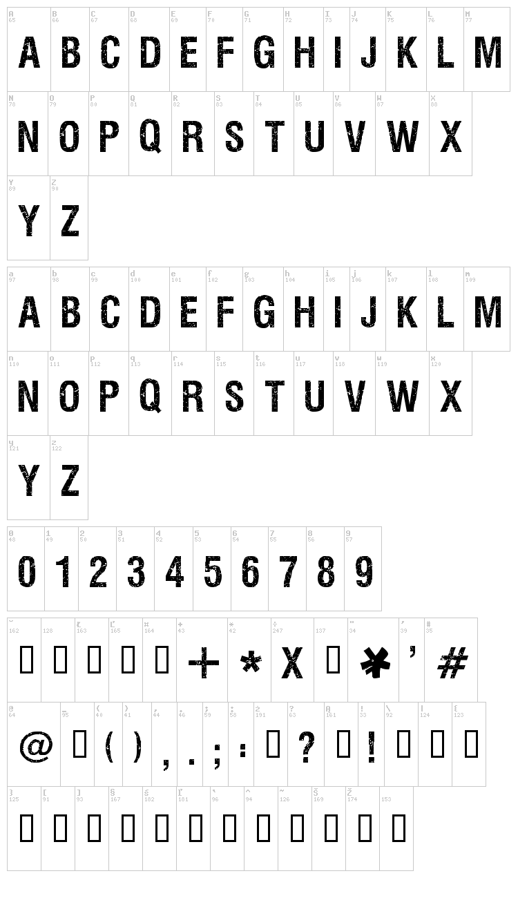 Viper Nora font map