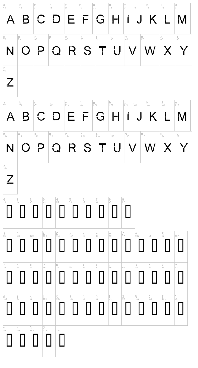 Virtual Bliss font map