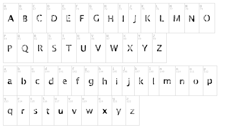 VTKS Laundry font map
