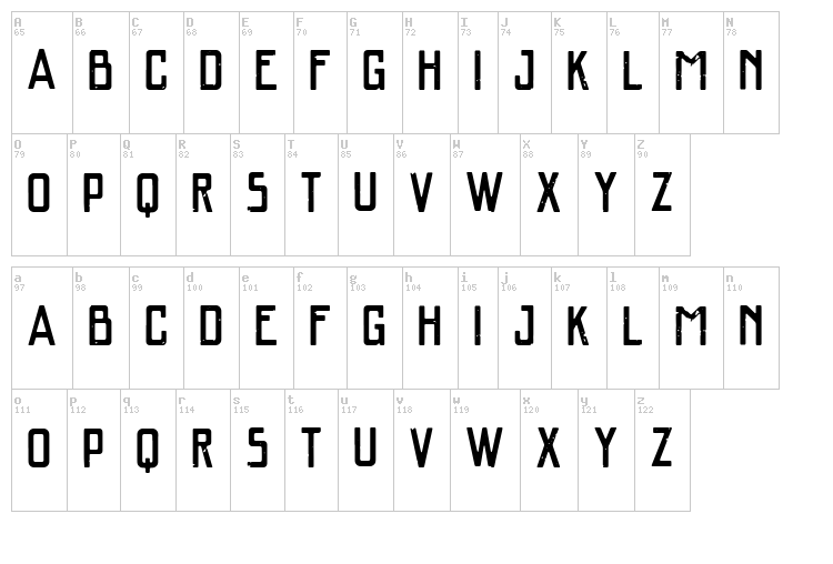 VTKS Sal Grosso font map