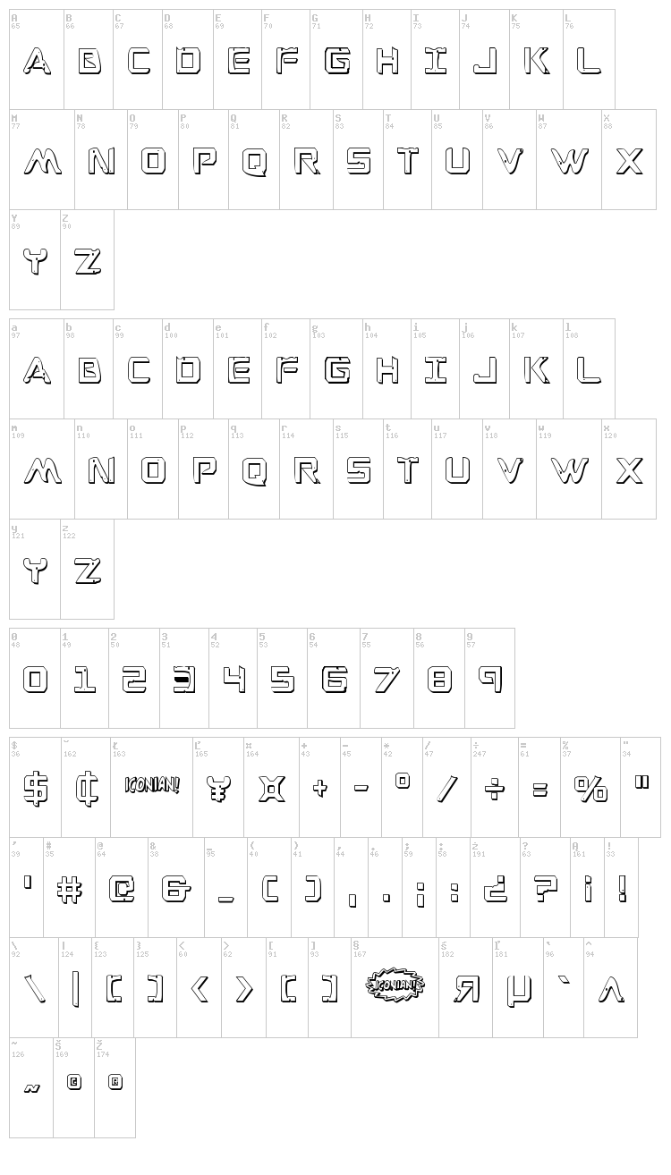 War Eagle font map