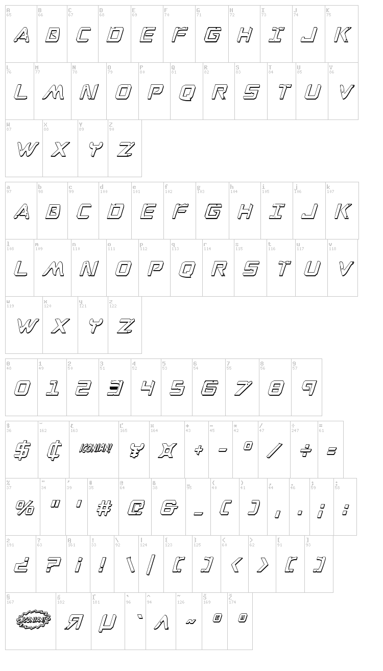 War Eagle font map