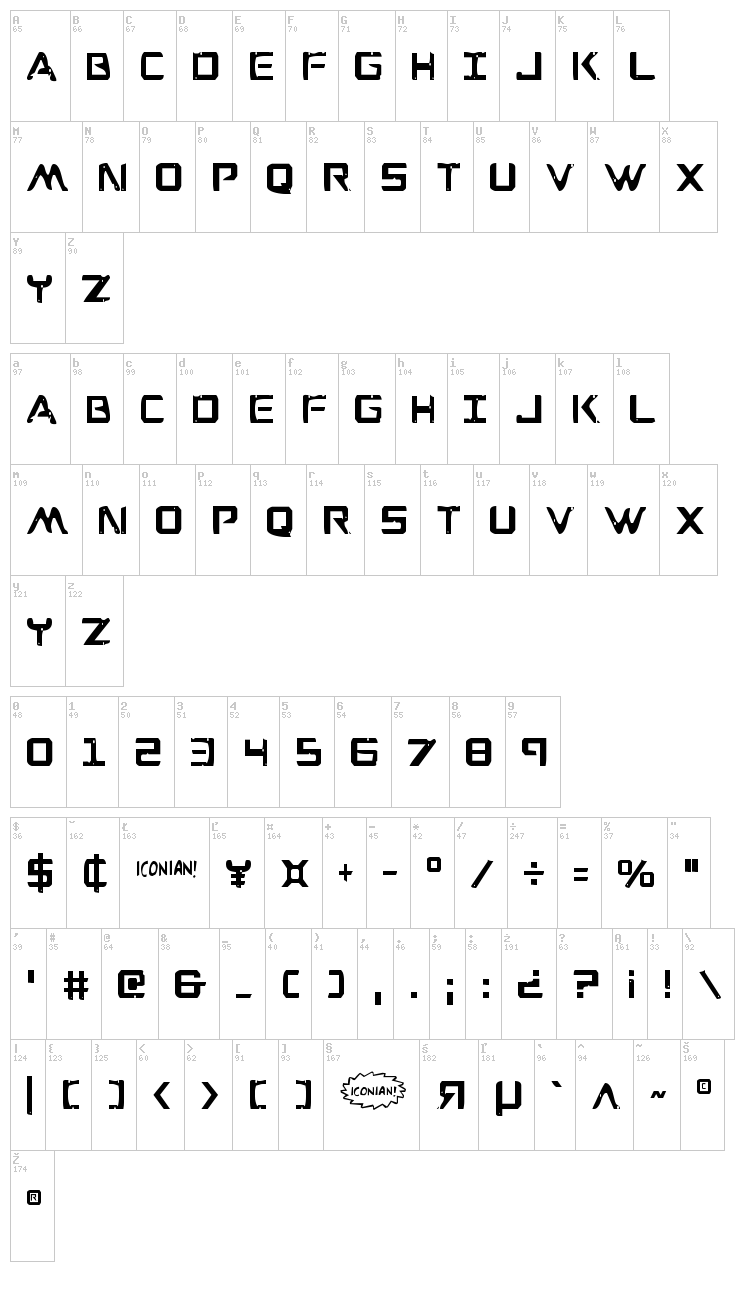 War Eagle font map