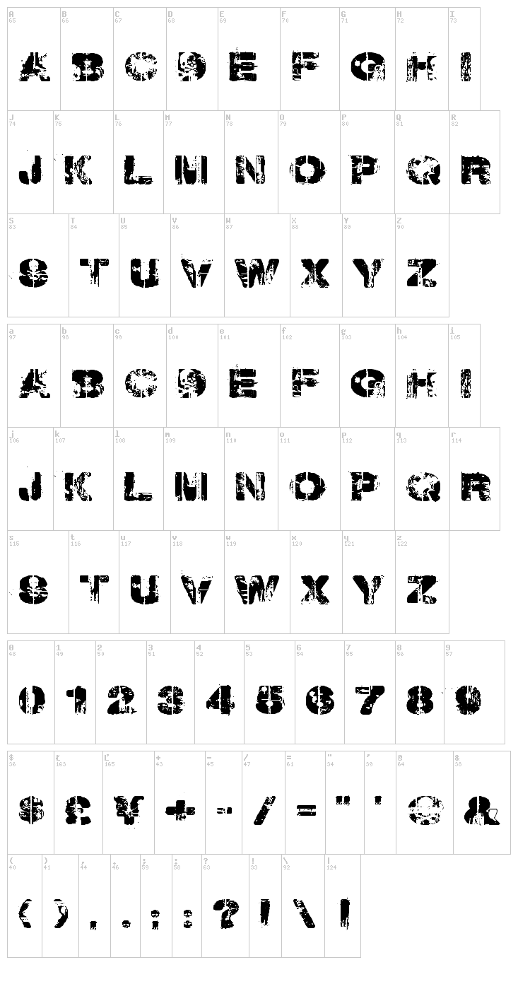 Weekend Warrior font map