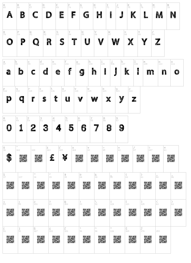 Wild Scratch font map