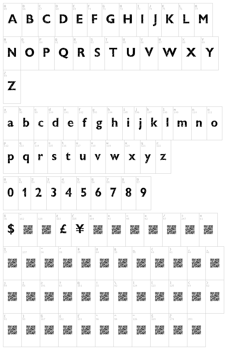 Window Crash font map