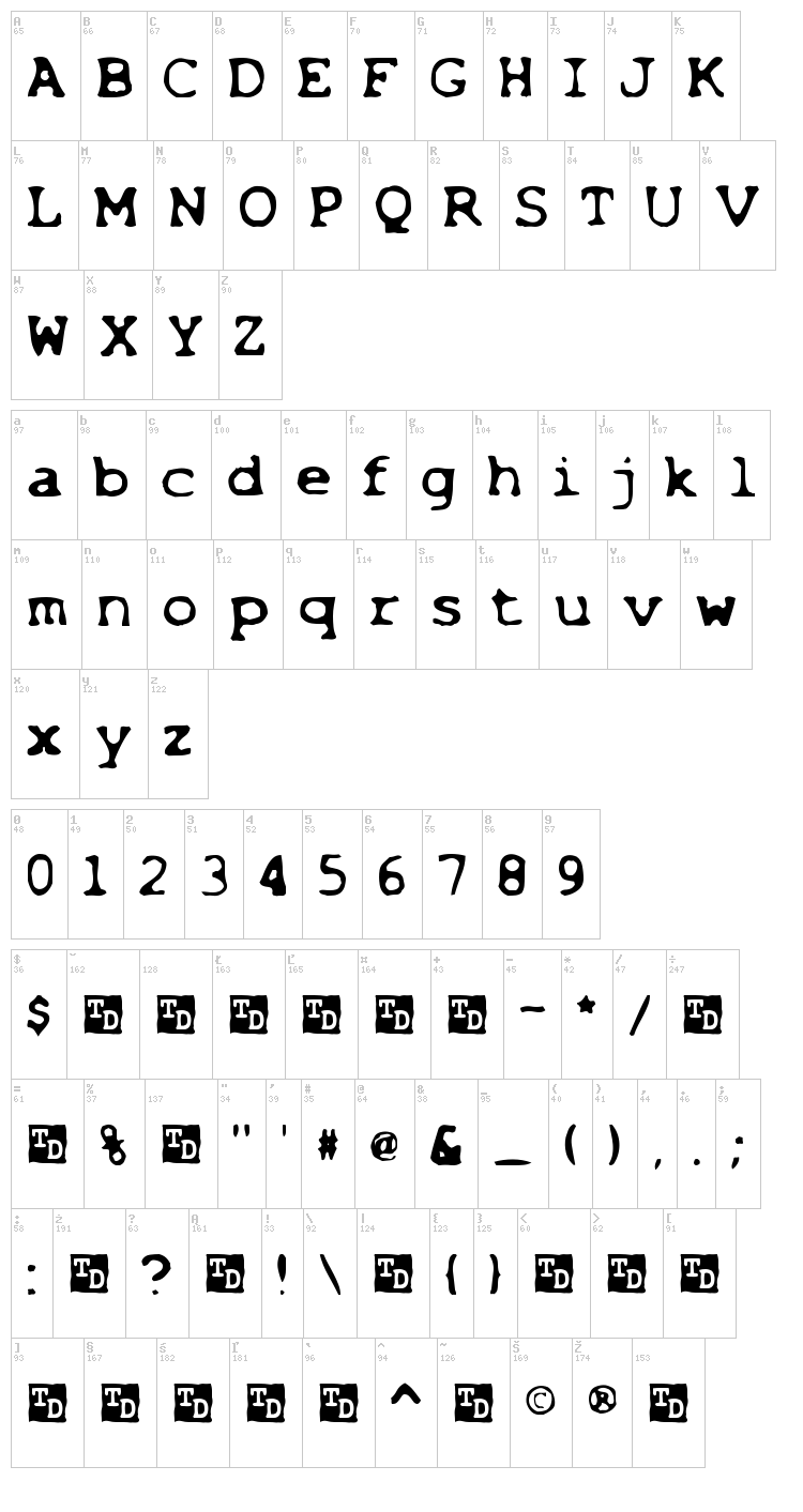 X-Files font map