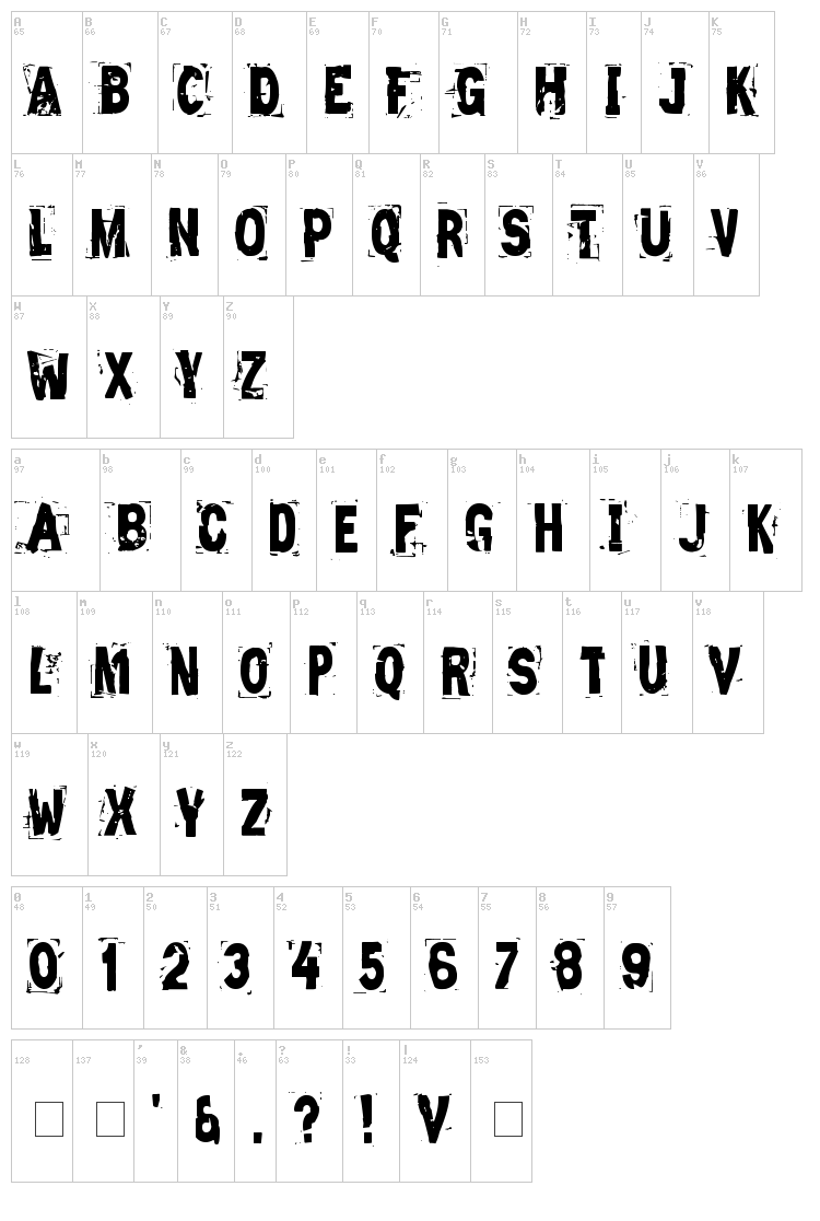 Zero & Zero Is font map