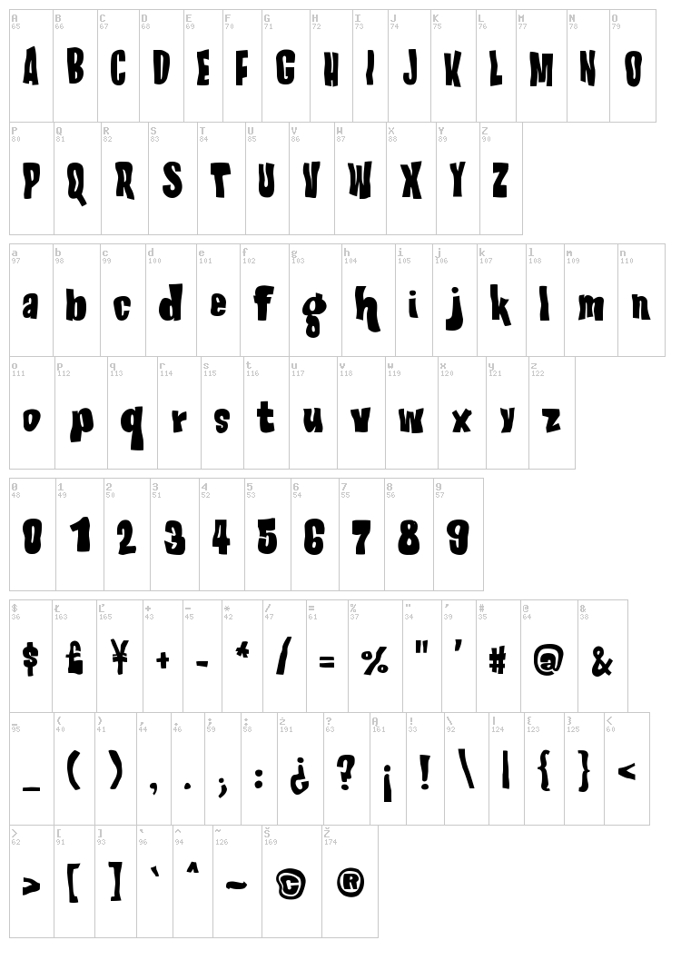 AD Nautilus font map
