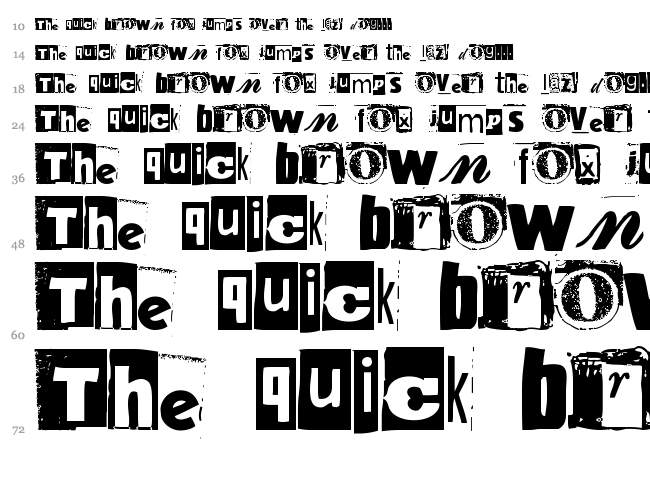 Anonymous Clippings font waterfall