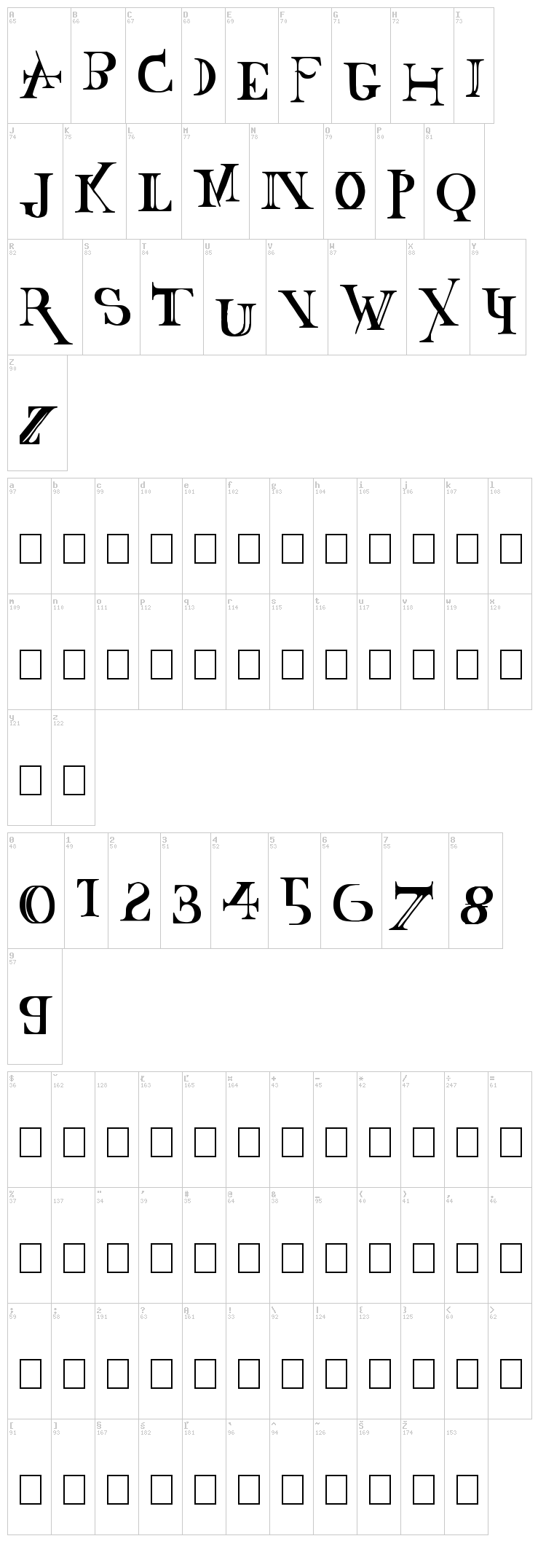 Baskertown font map