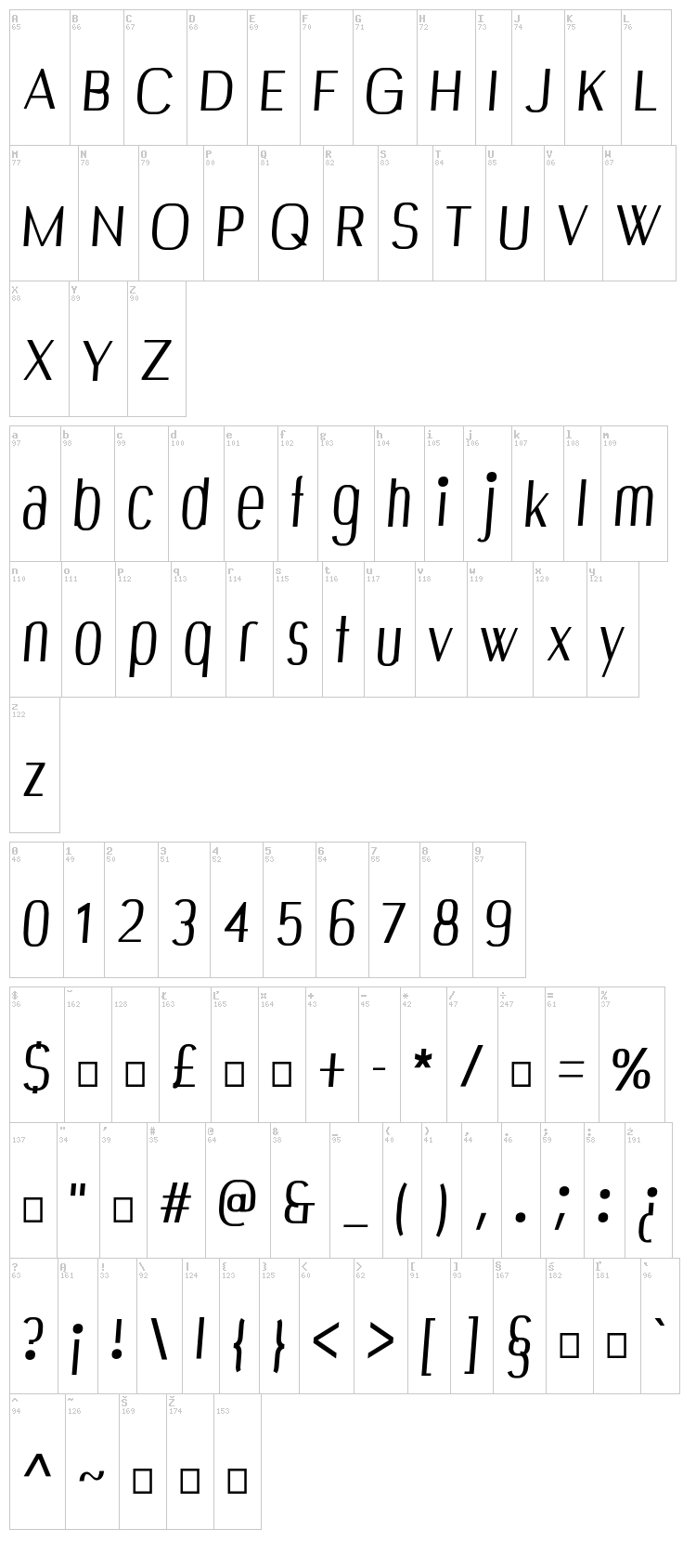 Bespoke font map