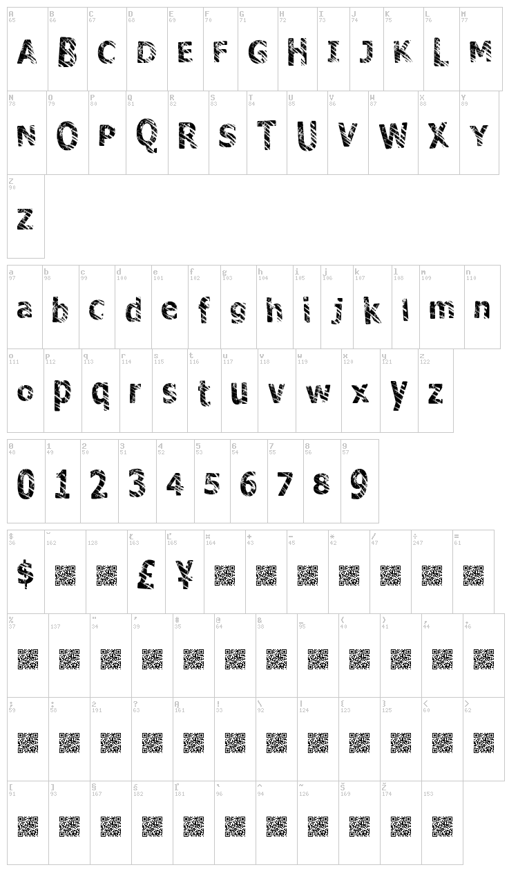 Big Party font map