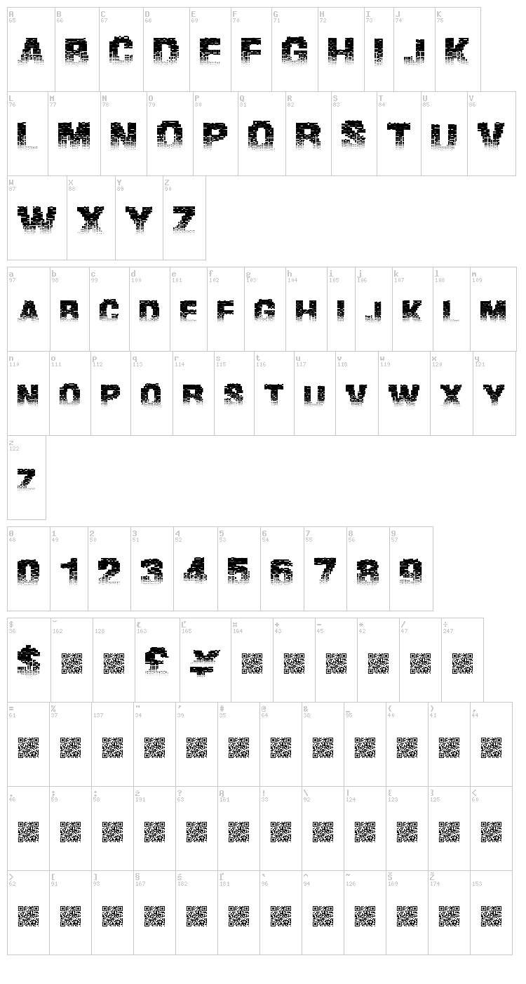 Binary Waters font map