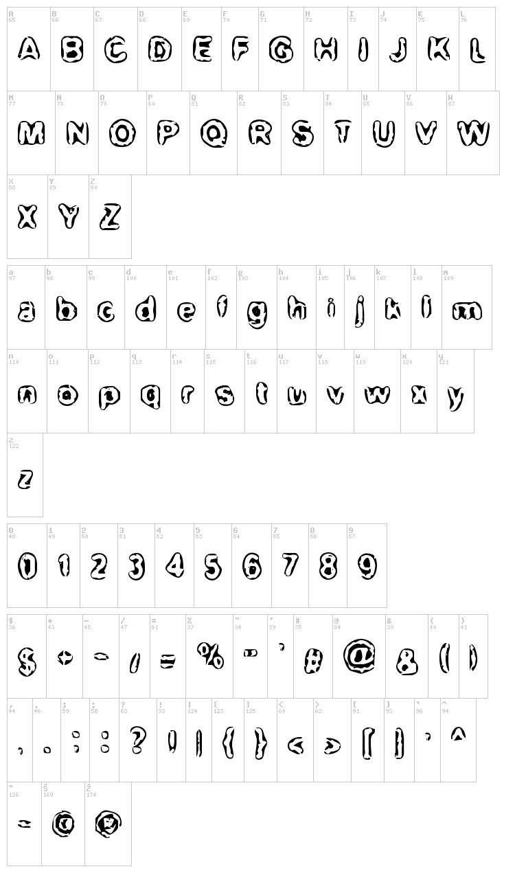 BN-Maxi font map