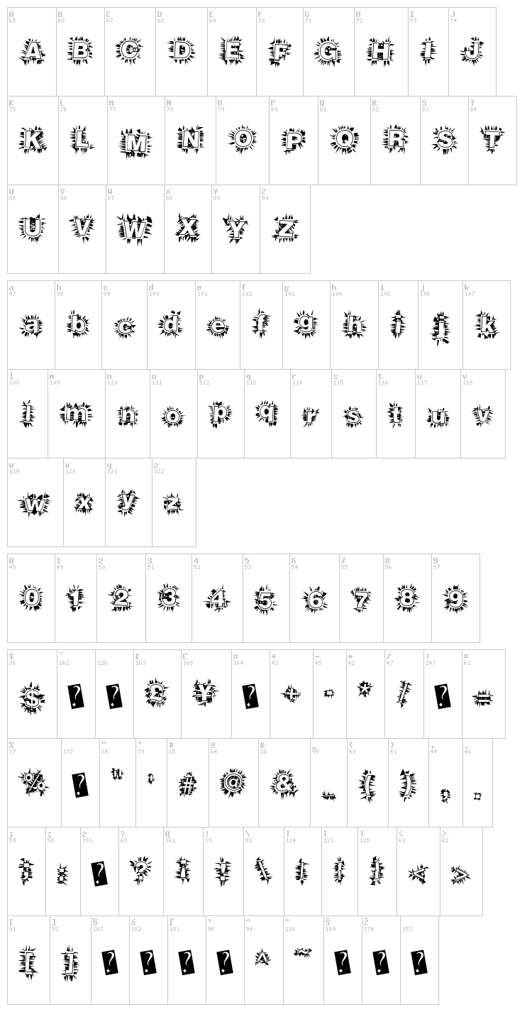 BreakAway font map