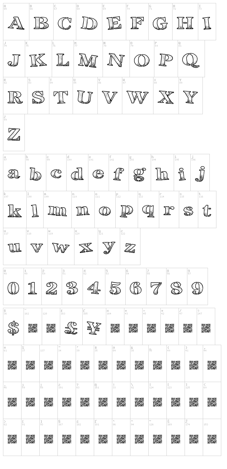 Break Time font map