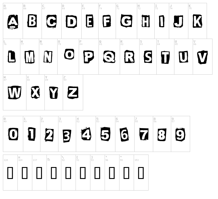 CF Green Corn font map