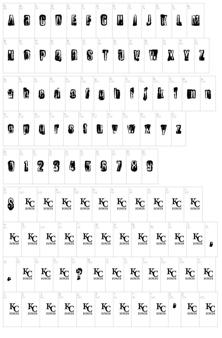 Chemical Reaction font map