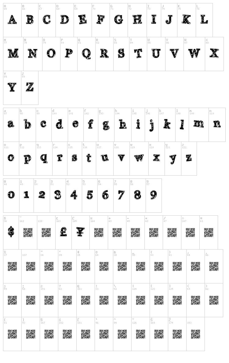 College Movie font map