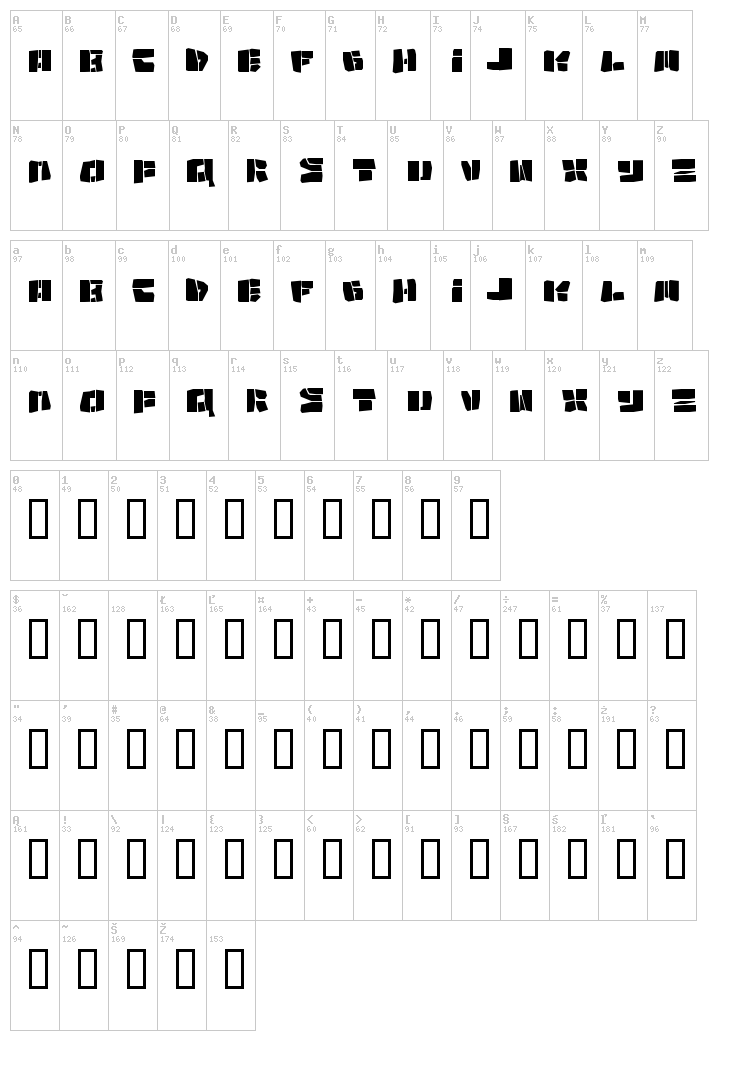 Copycut font map