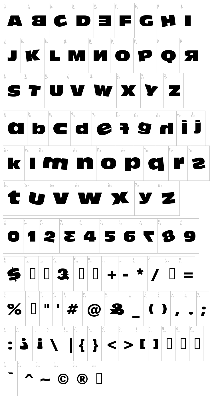 DumbAss font map