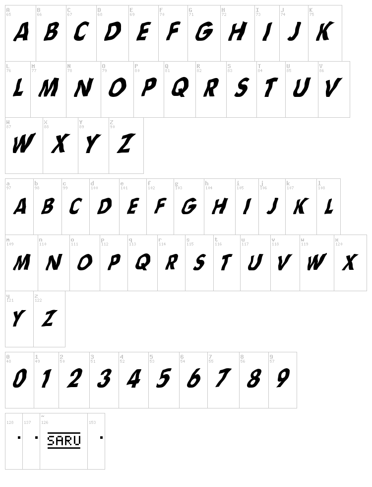 Flag (sRB) font map