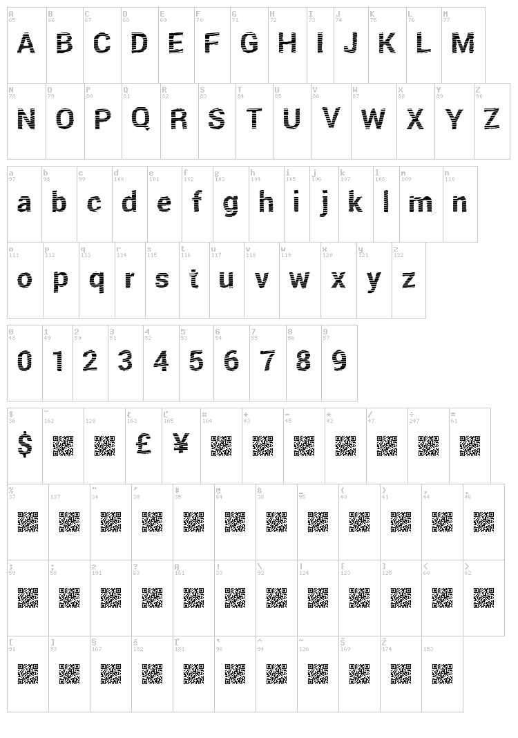 Fresh Twist font map
