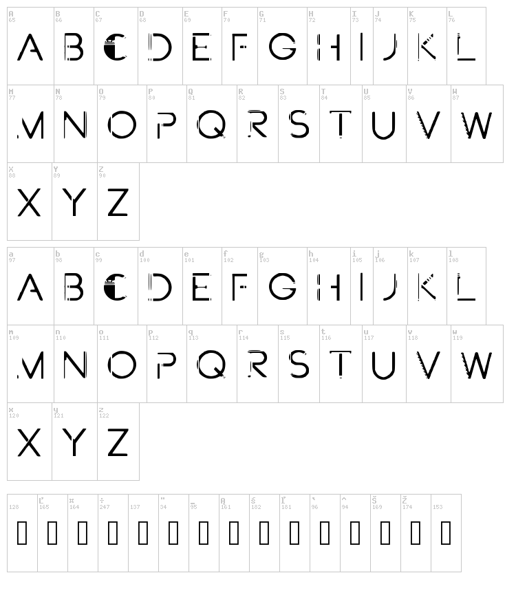 Future Paint font map