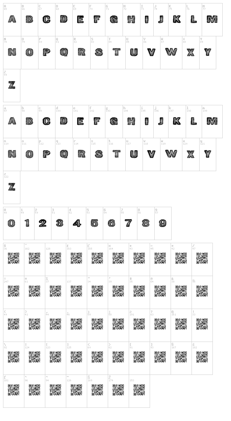 Great Shake font map