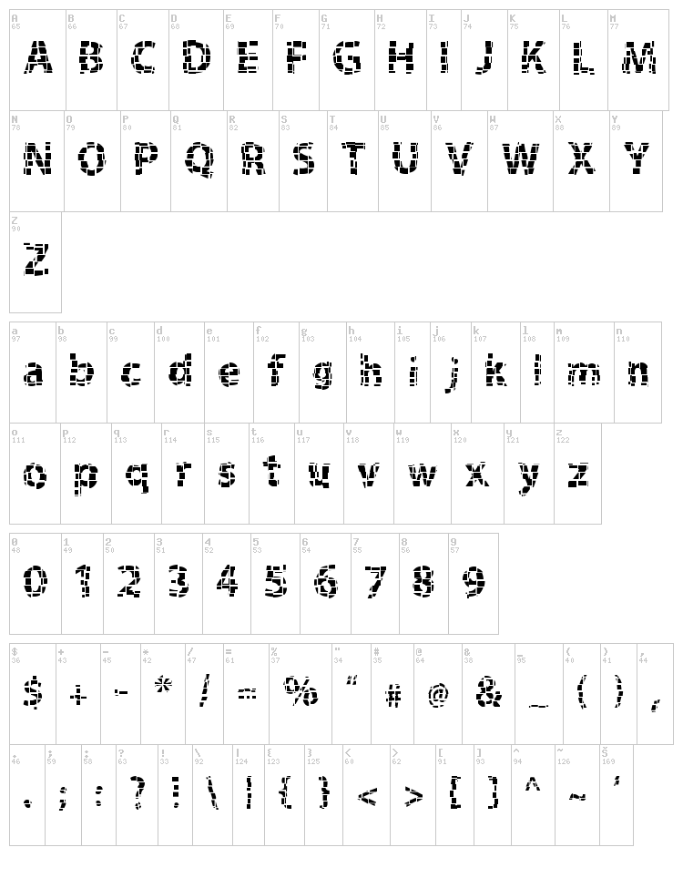 Gridshift font map