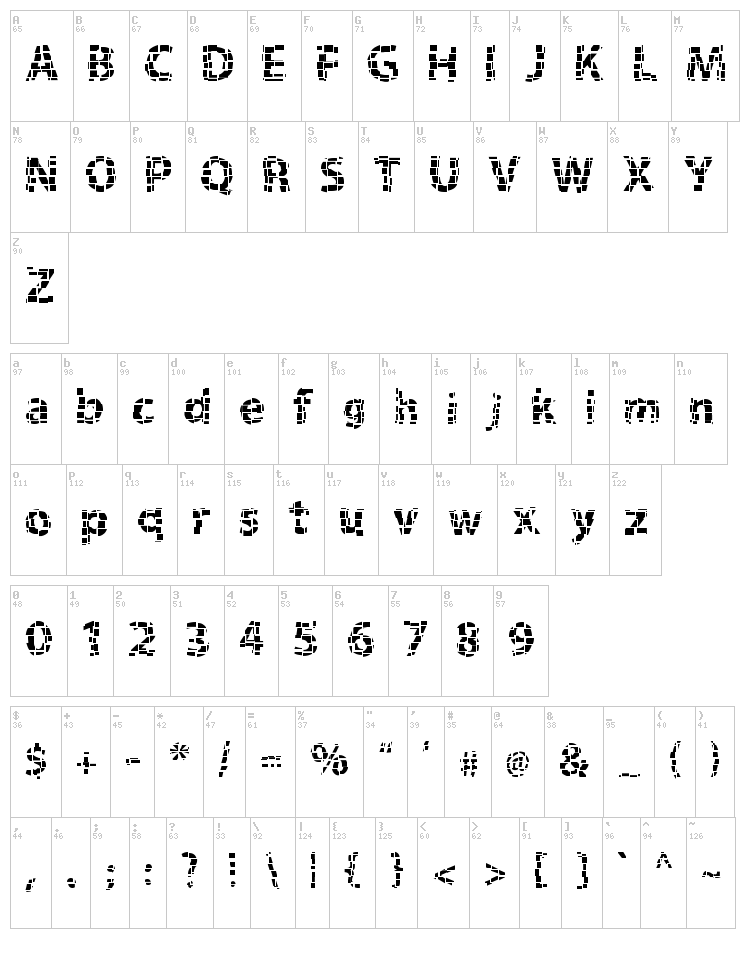 Gridshift font map