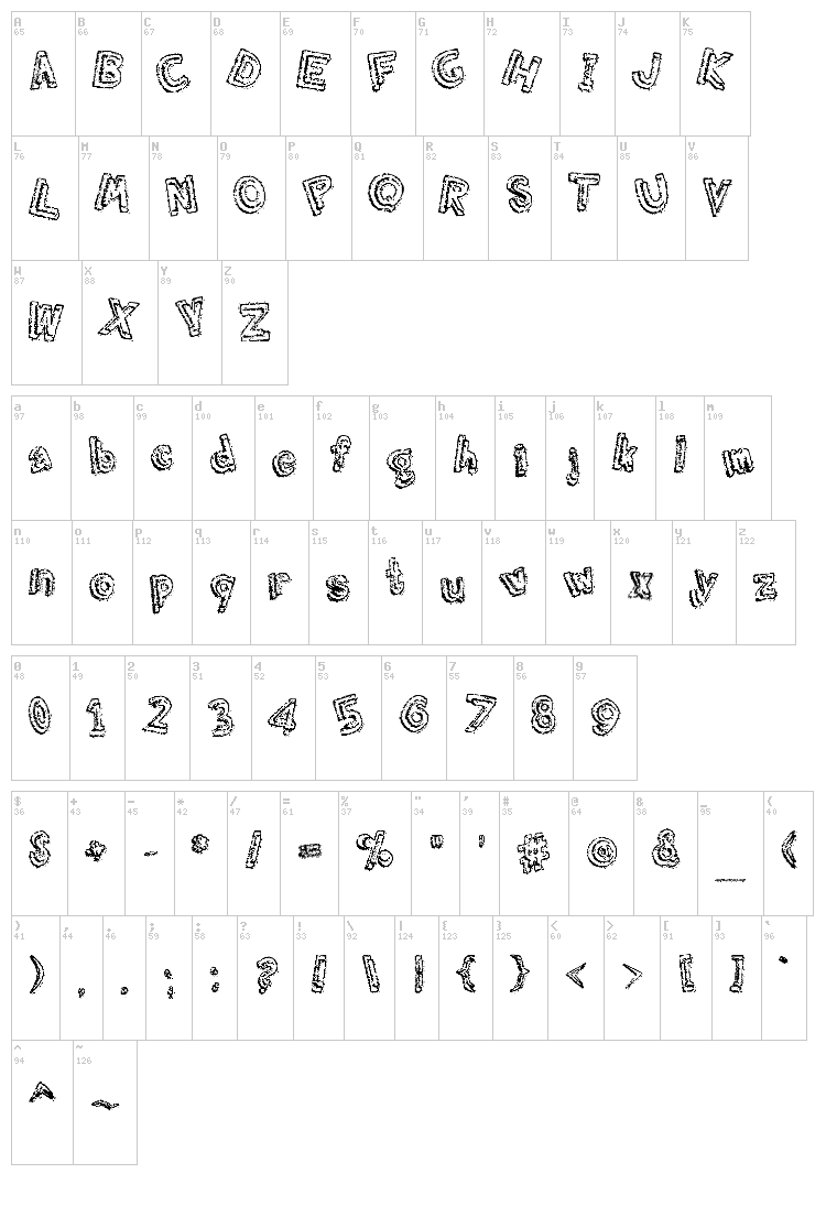 Grumbling Effect font map
