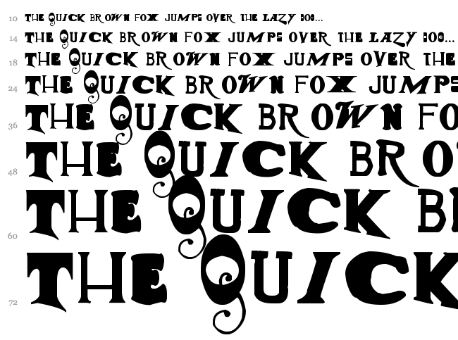 Gun Show font waterfall