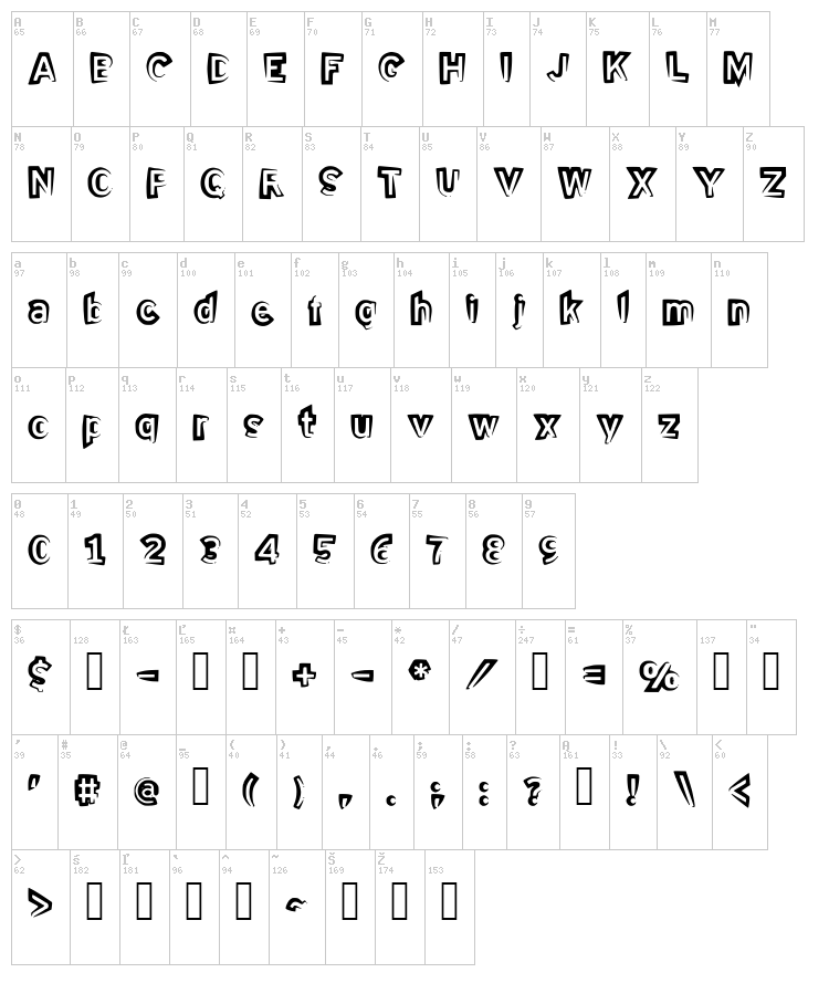 Half Half font map
