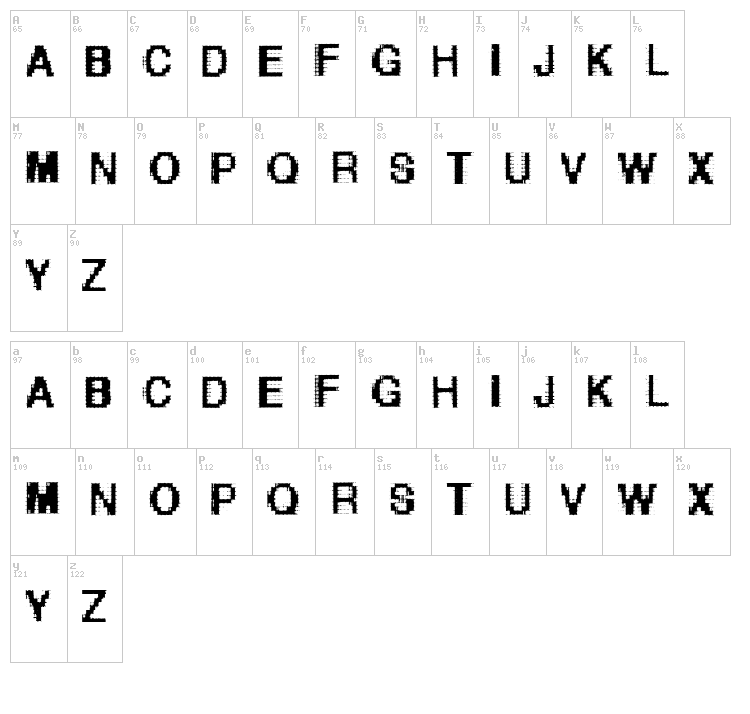 Helvetica Grosse Bit font map