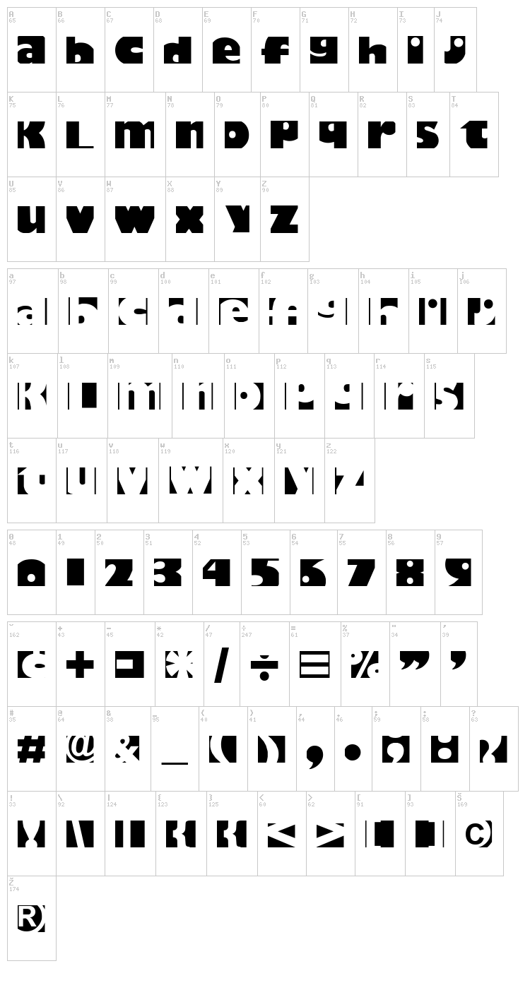 HoDad font map