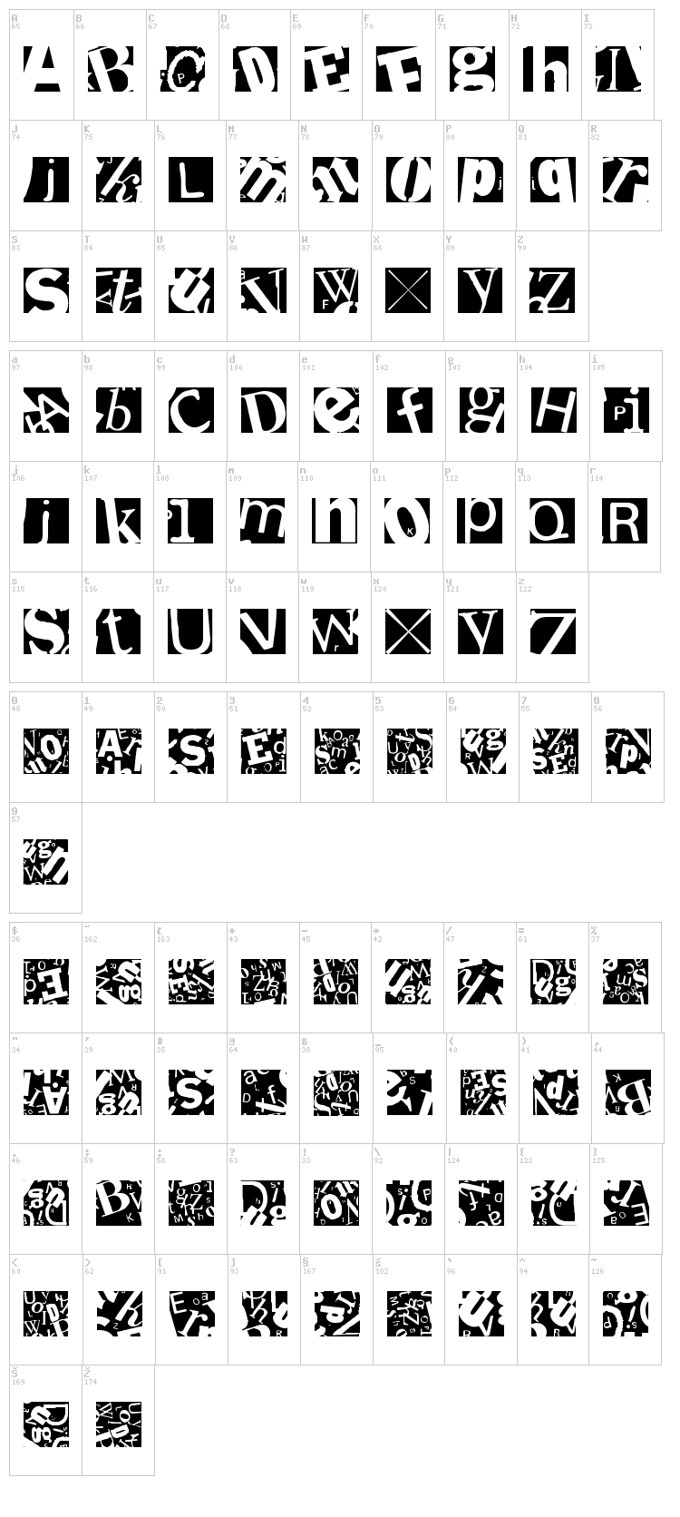 Letter Soup Mainz font map