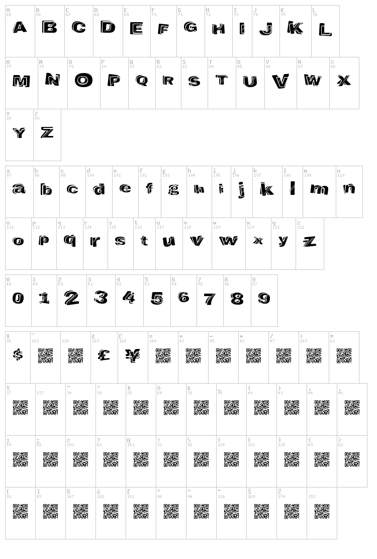 Liquor Bank font map