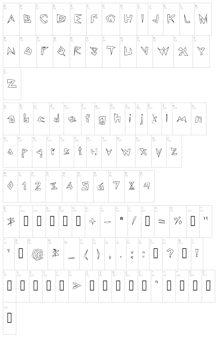 Lookin' Like Diamonds font map
